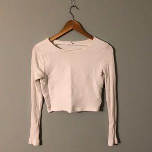 Club Monaco cropped white long sleeve. Medium.